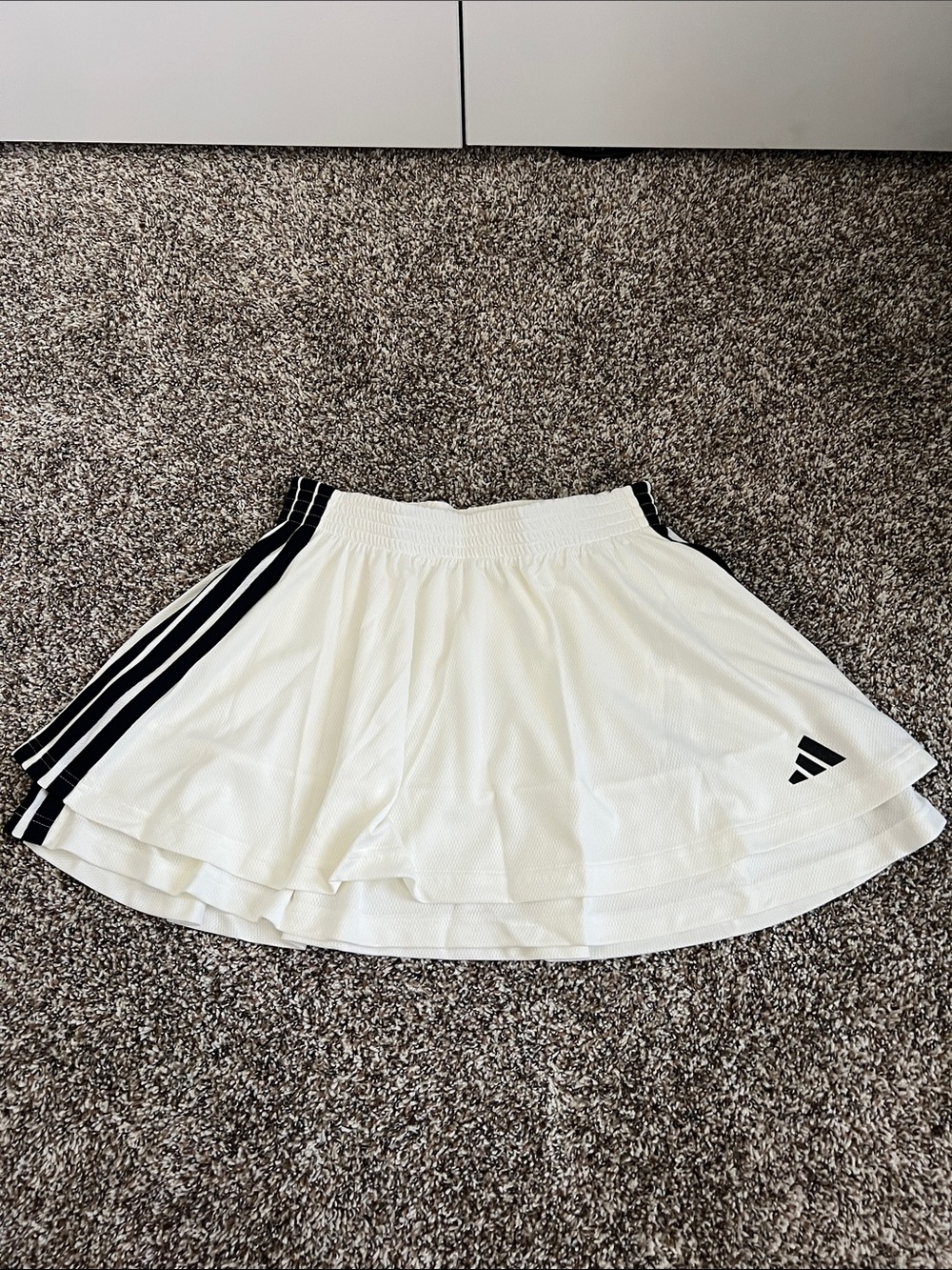 adidas Off White Circle Skater Skirt with Black Stripe Accents